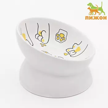 Миска керамическая "Лапа Кота" 150 мл 13 x 9 cм, белая