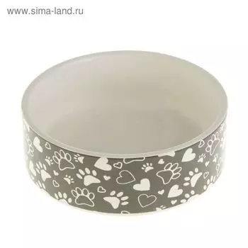 Миска керамическая «Лапки» 250 мл - 11.511.54.5 см, серая/белая