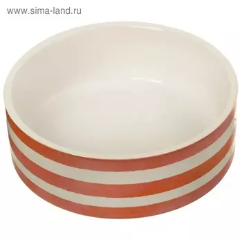 Миска керамическая «Полоски» 200 мл - 10.510.54 см, белая/оранжевая