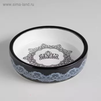 Миска керамическая с орнаментом 200 мл 12 х 3 см, бежево-черная