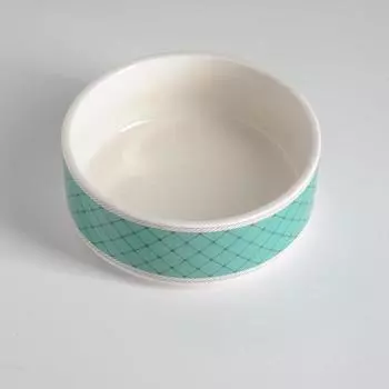 Миска керамическая «Сеточка» 200 мл - 10.510.54 см, белая/мятная