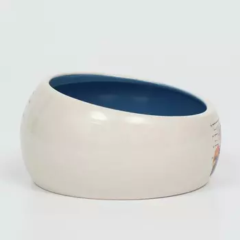 Миска керамическая Tasty, скошенный край 200 мл - 10.510.55.6 см, синяя/белая