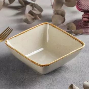 Миска керамическая квадратная «Сапфир», 770 мл, 146 см, цвет бежевый