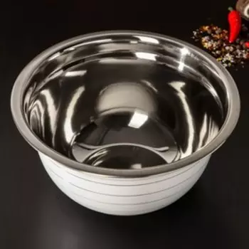 Миска из нержавеющей стали Доляна light, 3 л, d=24 см, цвет белый