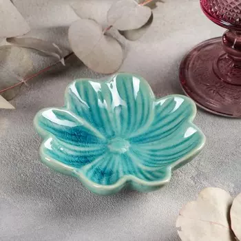 Миска керамическая «Лист», 10,510 см, цвет голубой