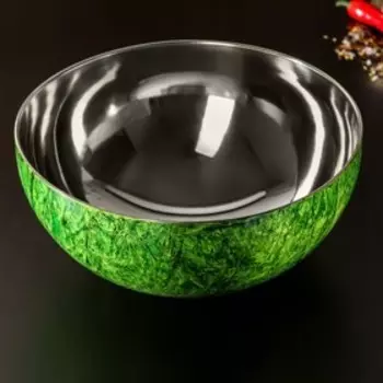 Миска из нержавеющей стали «Малахит», d=23 см, цвет зелёный