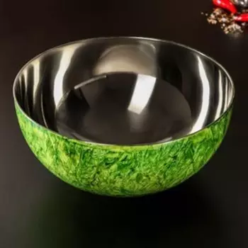 Миска из нержавеющей стали «Малахит», 5,5 л, d=27 см, цвет зелёный