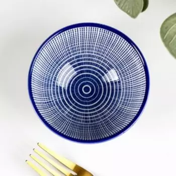 Миска керамическая Доляна «Мерцание», 150 мл, d=9,2 см, цвет синий