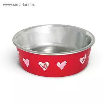 Миска металлическая Triol «Сердца» на резинке, 250 мл, микс