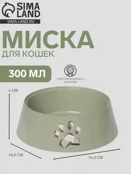 Миска "Мур-мяу" для кошек 0.3 л, 14.514.54 см, фисташковая