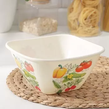 Миска пластиковая Bergamo, 2 л, 20,220,29,8 см, с декором, цвет светло-бежевый