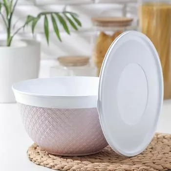 Миска с крышкой, 4 л, 2514 см, цвет МИКС