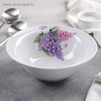 Тарелка Добрушский завод «Сирень», 550 мл, d=17 см, фарфор, белая