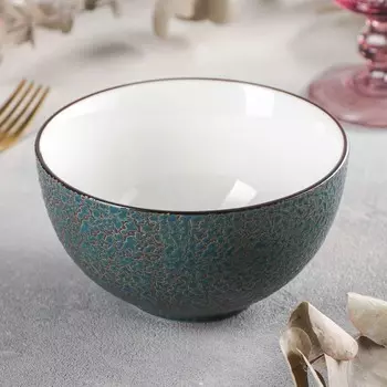 Миска фарфоровая Splash, d=13 см, 600 мл, цвет зелёный