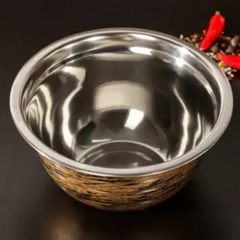 Миска из нержавеющей стали Доляна Wood, 18 см, 1,4 л, цвет древесный