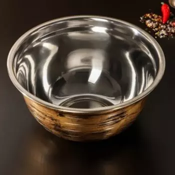 Миска из нержавеющей стали Доляна Wood, d=28 см, цвет древесный