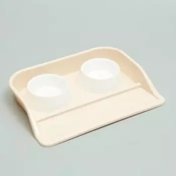 Миски с лотком «Феликс» 0.3 л, 41306 см, бежевый лоток, белые миски