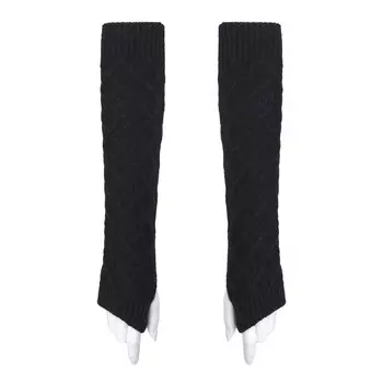 Митенки женские, цвет чёрный/ромбы