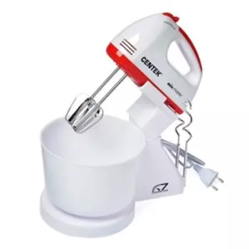 Миксер Centek CT-1113, стационарный, 200 Вт, 2 л, 7 скоростей, турбо-режим, бело-красный