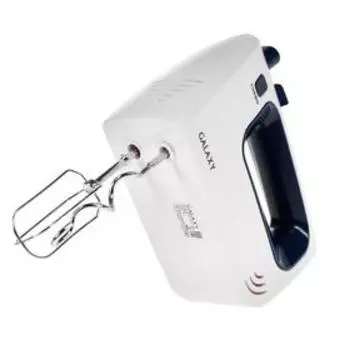 Миксер Galaxy GL 2218, ручной, 300 Вт, 5 скоростей, 2 насадки, режим "турбо", белый