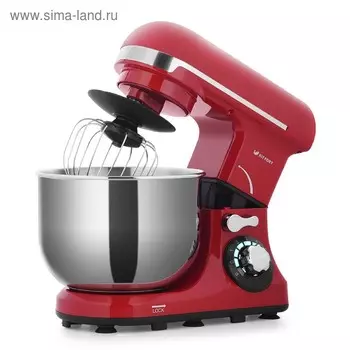 Миксер Kitfort KT-1337-1, планетарный, 600 Вт, 4 л, 3 насадки, 6 скоростей, импульс, красный