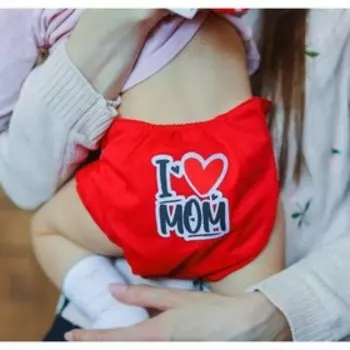 Многоразовый подгузник «Я люблю маму», 3-15 кг, красный, Крошка Я