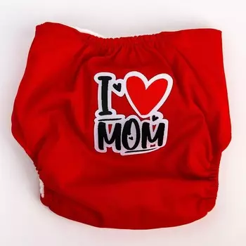 Многоразовый подгузник «Я люблю маму», 3-15 кг, красный, Крошка Я