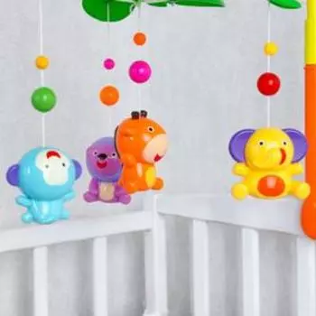 Мобиль музыкальный «Джунгли», работает от батареек, цвет МИКС