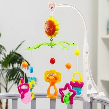 Мобиль музыкальный «Радужные погремушки. Львенок», заводной