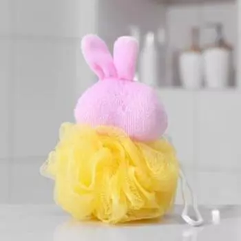 Мочалка детская с мягкой игрушкой Доляна «Зверята», 20 г, игрушка и цвет МИКС