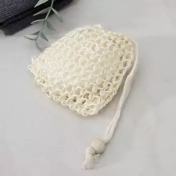 Мочалка-мешочек для вкладывания мыла Доляна, 1010 см, бежевая