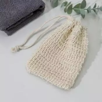 Мочалка-мешочек из сизаля Доляна, для вкладывания мыла, 1014 см, бежевая