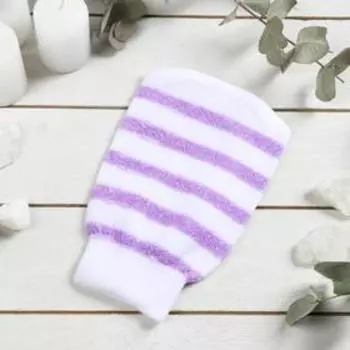 Мочалка-варежка для тела массажная Доляна «Жёсткая», 14×18 см, цвет МИКС