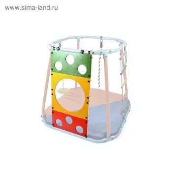 Модуль деревянный лаз №1, цвет белый/радуга