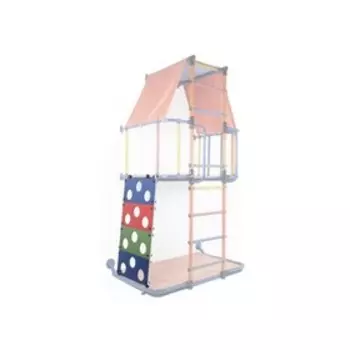 Модуль деревянный лаз №2, цвет белый/радуга