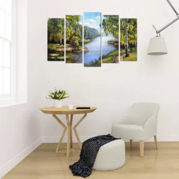 Модульная картина на подрамнике "Спокойное место" 2-25х64, 2-25х71,1-25х80 125*80 см