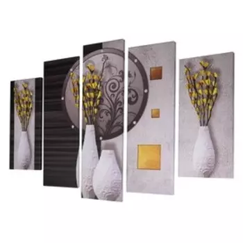 Модульная картина "Жёлтые цветочки" (2-23х52; 2-24х70; 1-24х80) 120х80см