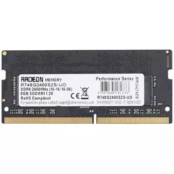 Модуль памяти DDR4 8Gb 2400MHz R748G2400S2S-U Radeon R7 RTL PC4-19200 CL16 SO-DIMM 260-pin 1.2В