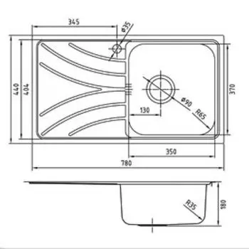 Мойка для кухни IDDIS Arro S, ARR78SRi77, шелк, чаша справа, 780х440 мм