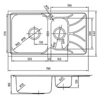 Мойка для кухни IDDIS Arro S, ARR78SXi77, шелк, чаша слева, 780х440 мм