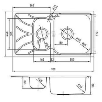 Мойка для кухни IDDIS Arro S, ARR78SZi77, шелк, чаша справа, 780х440 мм