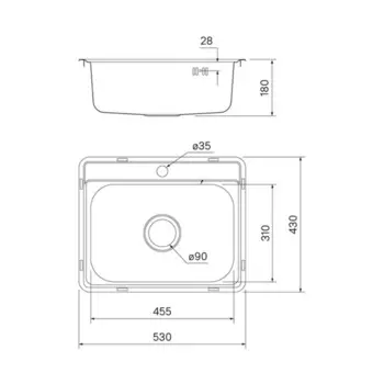 Мойка для кухни IDDIS Basic, 530х430 мм, врезная, полир., нержавеющая сталь