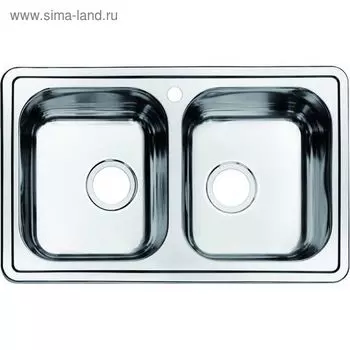 Мойка для кухни IDDIS Strit S, STR78P2i77, полированная, 2 чаши 780х480 мм