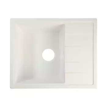 Мойка для кухни из камня ZEIN 150/G31, 575 x 470 мм, прямоугольная, перелив, цвет белый