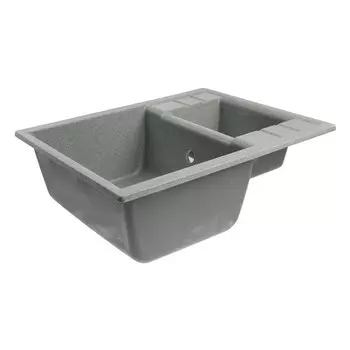 Мойка для кухни из камня ZEIN 190/Q8, 612x505 мм, прямоугольная, перелив, цвет темно-серый