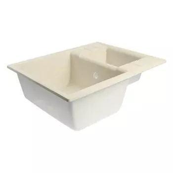 Мойка для кухни из камня ZEIN 190/Q2, 612505 мм, прямоугольная, перелив, бежевая