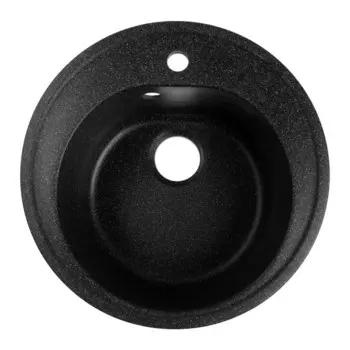 Мойка для кухни из камня ZEIN 3/Q4, d=510 мм, круглая, перелив, цвет черный