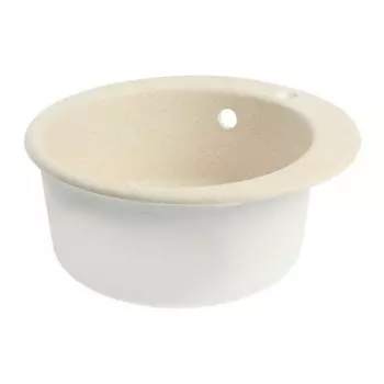 Мойка для кухни из камня ZEIN 50/Q2, d=467 мм, круглая, перелив, цвет бежевый