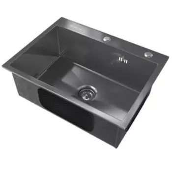 Мойка для кухни Ulgran Steel, 500х450 мм, чёрная брашированная сталь