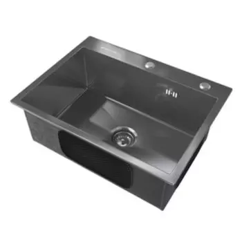 Мойка для кухни Ulgran Steel, 600х450 мм, чёрная брашированная сталь